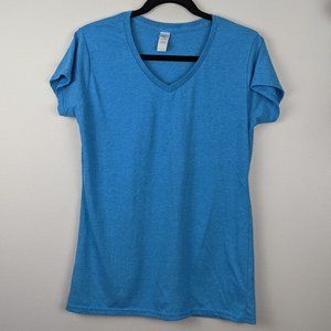 Sky Blue Vneck Athletic Cotton Short Sleeve Tshirt